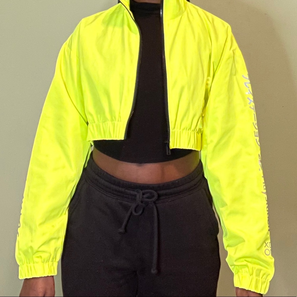 Cropped Neon Graphic Jacket